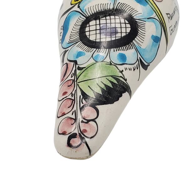 Tonala Ceramic Bird Figure Hand Painted Mexican Pottery Signed Folk Art Figurine - Picture 8 of 10